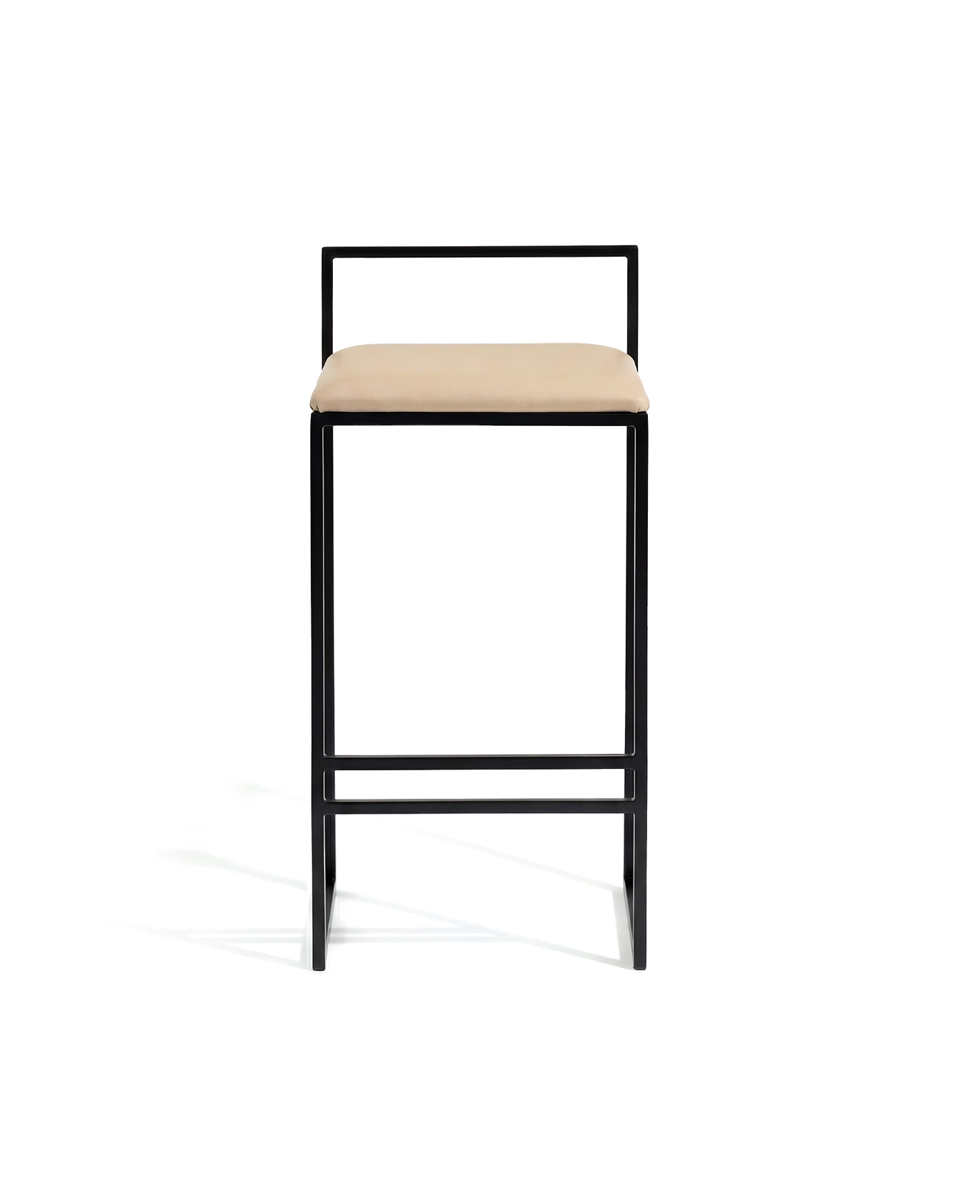 by Crea® Barhocker FREJA Schwarzer Rahmen Latte Lederkissen
