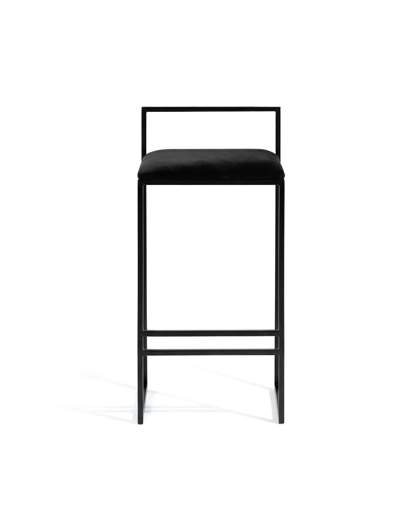 by Crea® Barhocker FREJA Schwarzer Rahmen Jade Schwarzes Samtpolster