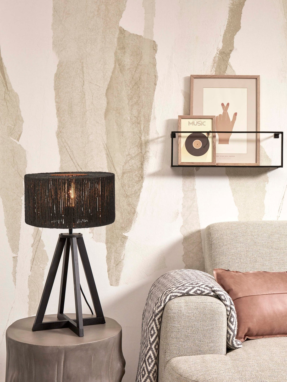 Good&Mojo Tischlampe IGUAZU schwarz | 30x30x51cm - Sir Henrys
