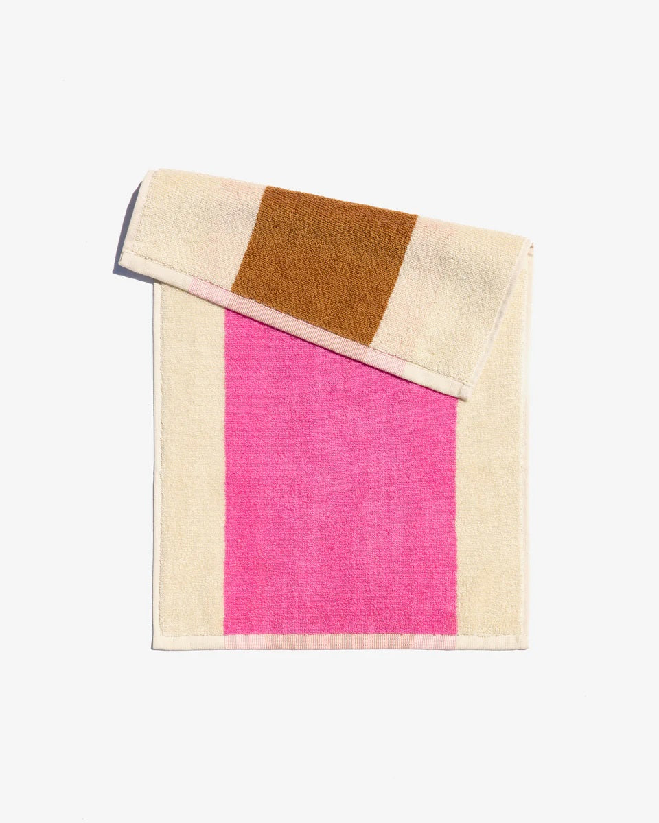 Suite702 Gästehandtuch  PINK BLUE BROWN 3er Set creme gestreift | 30x50cm