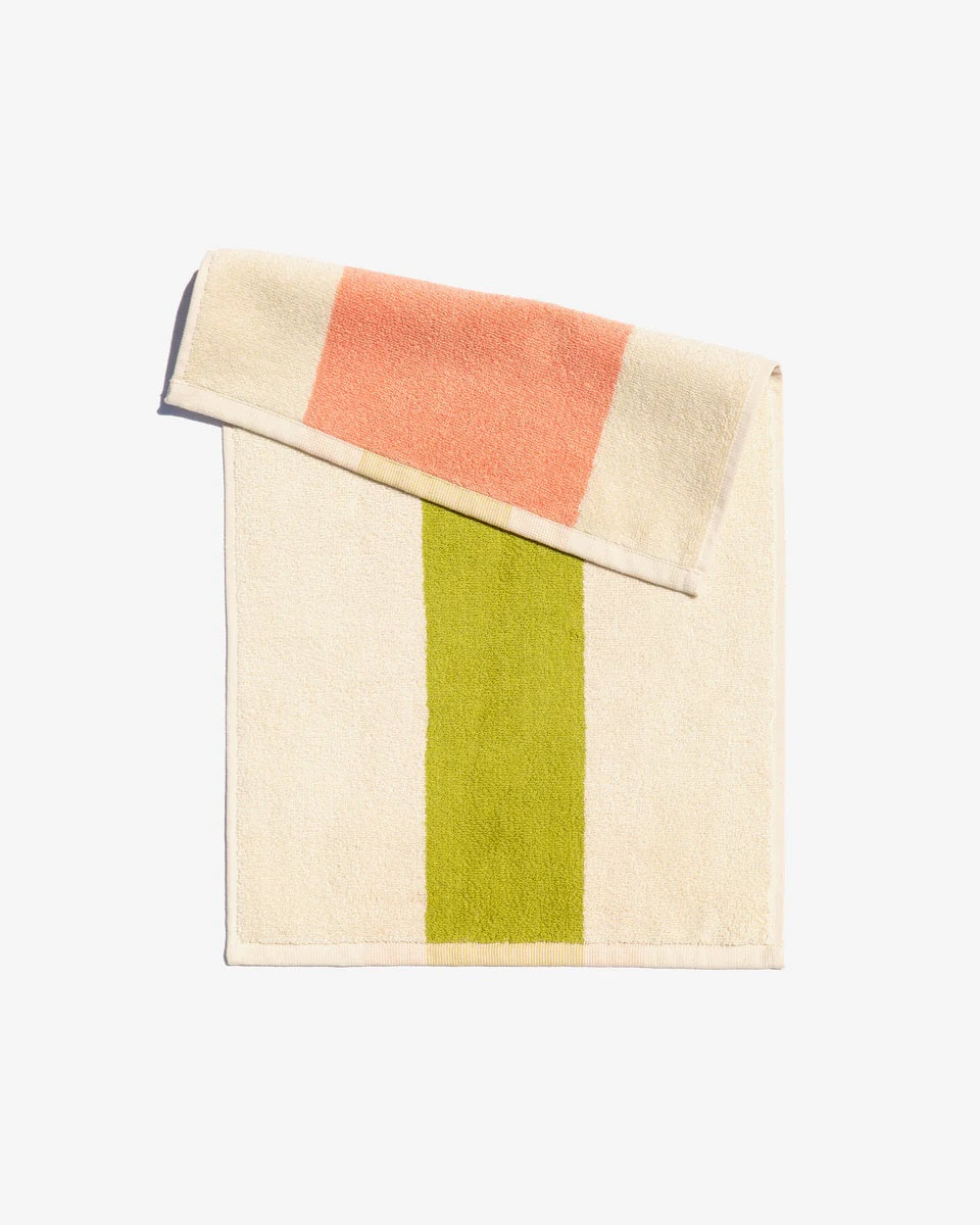 Suite702 Gästehandtuch LIME YELLOW BLUE 3er Set creme gestreift | 30x50cm