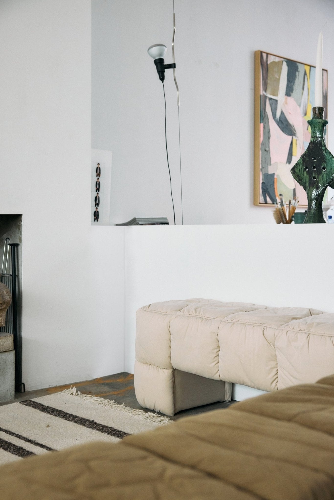 HKliving Bank PUFFY LOBBY BENCH pebble beige | 40x140x45cm - Sir Henrys