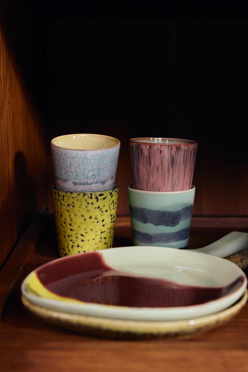 HKliving Becher ARTISTIC 70s Ceramics bunt 4er Set | 7,5x7,5x8cm - Sir Henrys