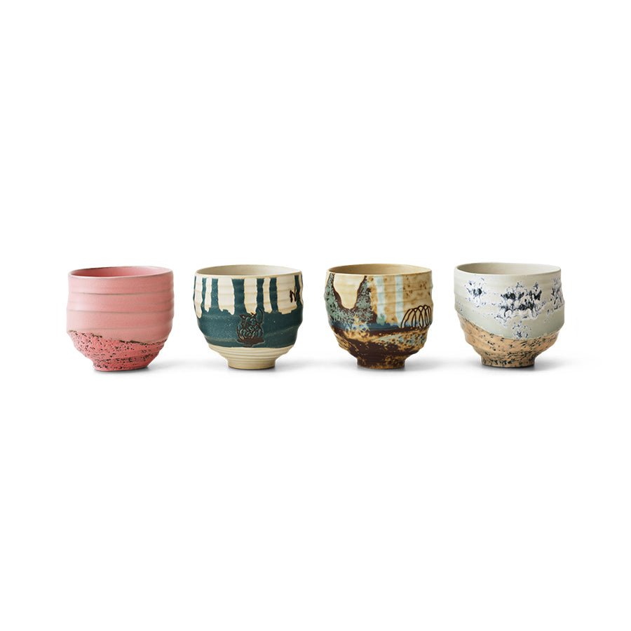 HKliving Becher COFFEE CUPS Artist Ceramics 4er Set | Ø8x7,5cm - Sir Henrys