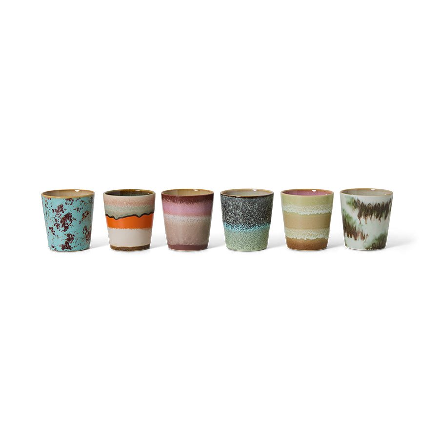 HKliving Becher Coffee Mugs SURREAL 70s Ceramics bunt 4er Set | Ø7,5x8cm - Sir Henrys