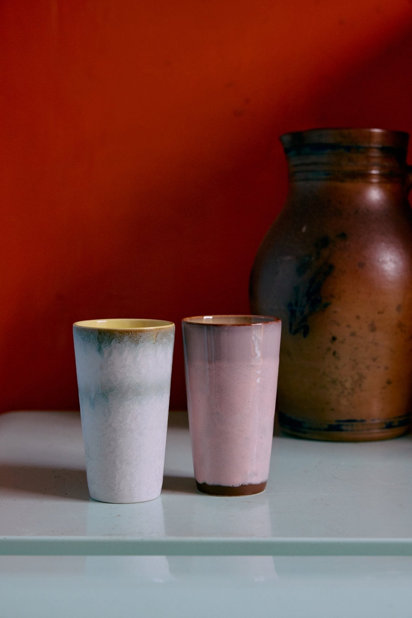 HKliving Becher Latte Mugs FRESCO 70s Ceramics bunt 2er Set | Ø7,5x13cm - Sir Henrys