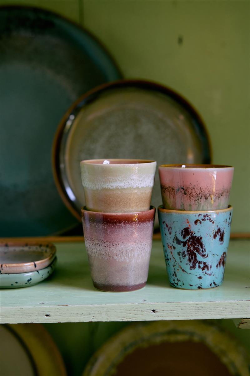 HKliving Becher Ristretto Mugs FUTURISM 70s Ceramics bunt 4er Set | Ø5,8x6,2cm - Sir Henrys