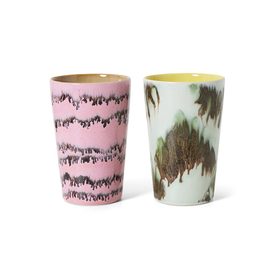 HKliving Becher Tea Mugs BAROQUE 70s Ceramics bunt 2er Set | Ø8,7x13,5cm - Sir Henrys