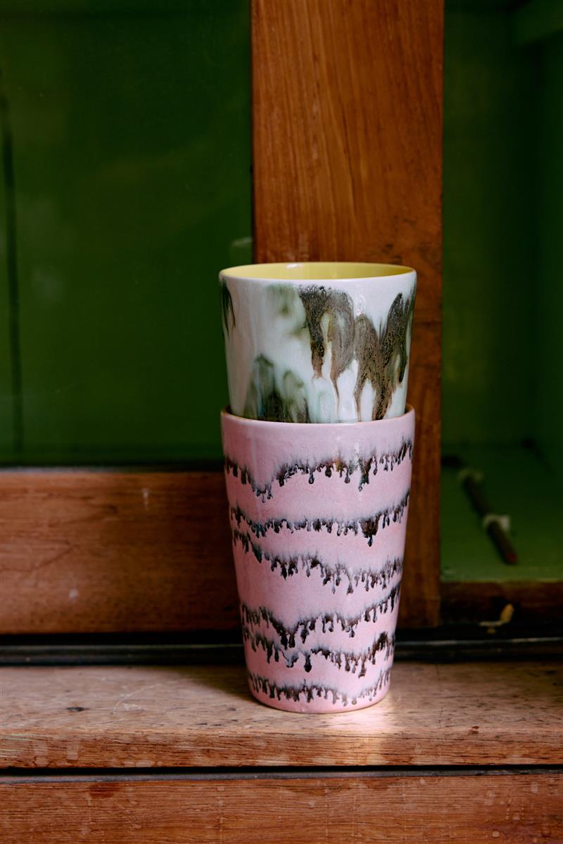 HKliving Becher Tea Mugs BAROQUE 70s Ceramics bunt 2er Set | Ø8,7x13,5cm - Sir Henrys