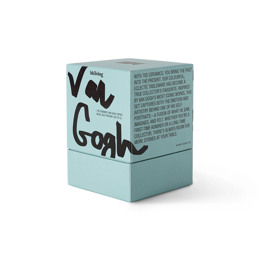 HKliving Becher VAN GOGH SELF PORTRAIT 70s Ceramics blau 2er Set | 7,5x7,5x8cm - Sir Henrys