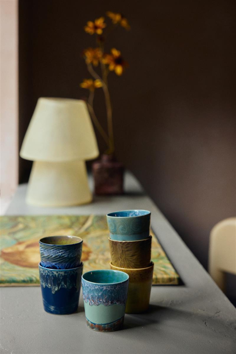 HKliving Becher VAN GOGH SELF PORTRAIT 70s Ceramics blau 2er Set | 7,5x7,5x8cm - Sir Henrys