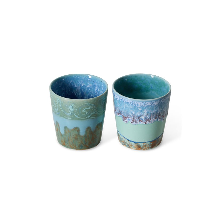 HKliving Becher VAN GOGH SELF PORTRAIT 70s Ceramics blau 2er Set | 7,5x7,5x8cm - Sir Henrys