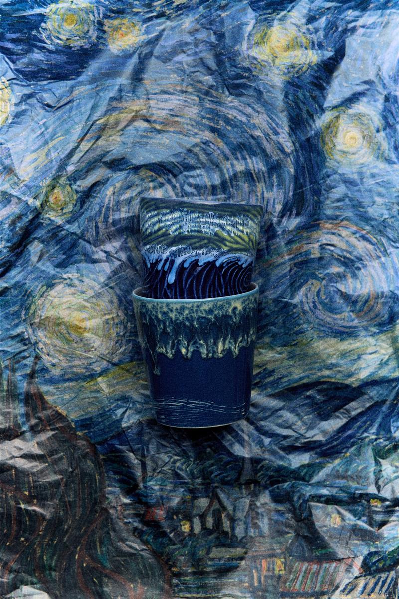 HKliving Becher VAN GOGH STARRY NIGHTS 70s Ceramics blau 2er Set | 7,5x7,5x8cm - Sir Henrys