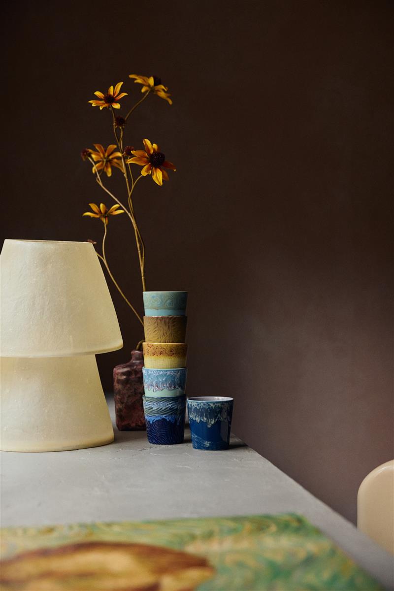 HKliving Becher VAN GOGH STARRY NIGHTS 70s Ceramics blau 2er Set | 7,5x7,5x8cm - Sir Henrys