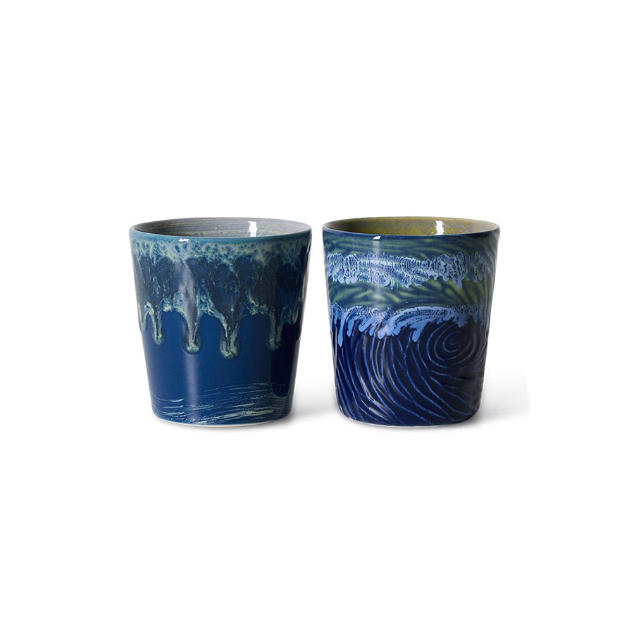 HKliving Becher VAN GOGH STARRY NIGHTS 70s Ceramics blau 2er Set | 7,5x7,5x8cm - Sir Henrys
