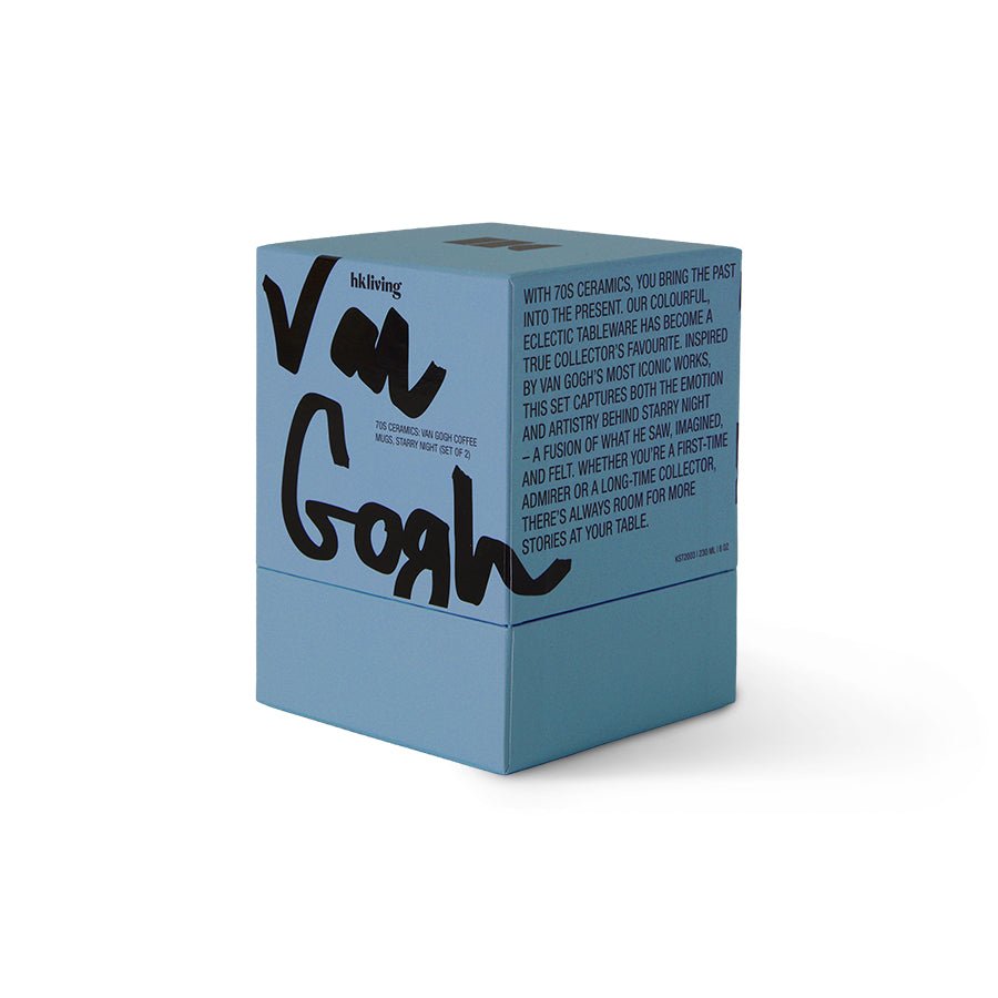 HKliving Becher VAN GOGH STARRY NIGHTS 70s Ceramics blau 2er Set | 7,5x7,5x8cm - Sir Henrys
