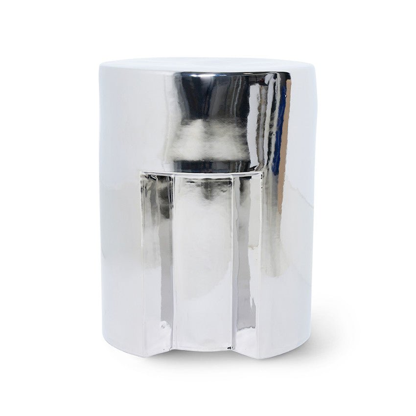 HKliving Beistelltisch CHROME Steingut chrom | Ø35x45cm - Sir Henrys