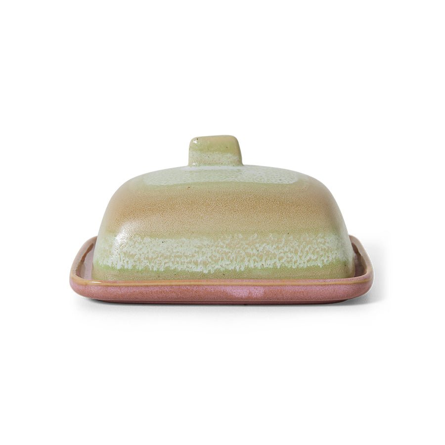 HKliving Butterdose SKYLINE 70s Ceramics bunt | 15,5x12x7,5cm - Sir Henrys