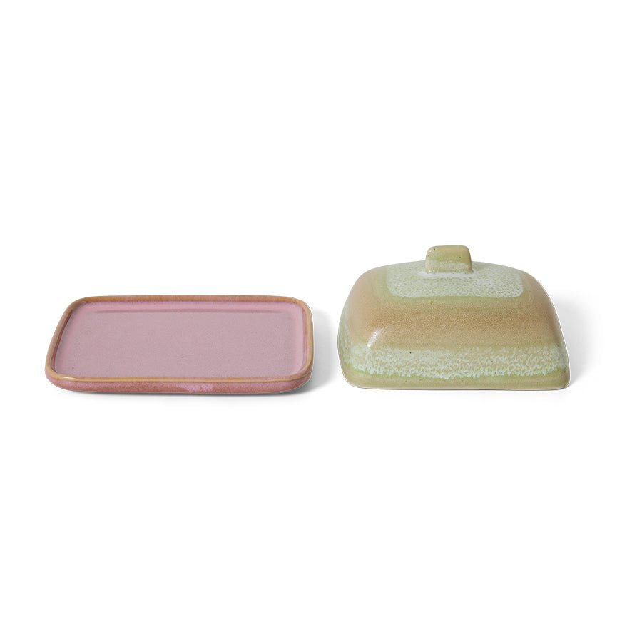 HKliving Butterdose SKYLINE 70s Ceramics bunt | 15,5x12x7,5cm - Sir Henrys
