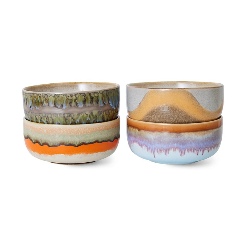 HKliving Desert Schale REEF 70´s bunt 4er Set | Ø 12,5cm - Sir Henrys