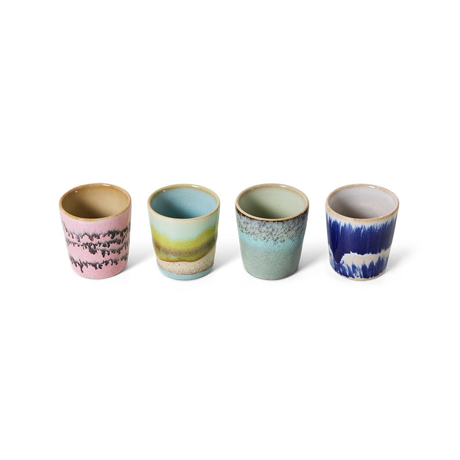 HKliving Eierbecher VIBRANCE 70s Ceramics bunt 4er Set | Ø4,5x5cm - Sir Henrys