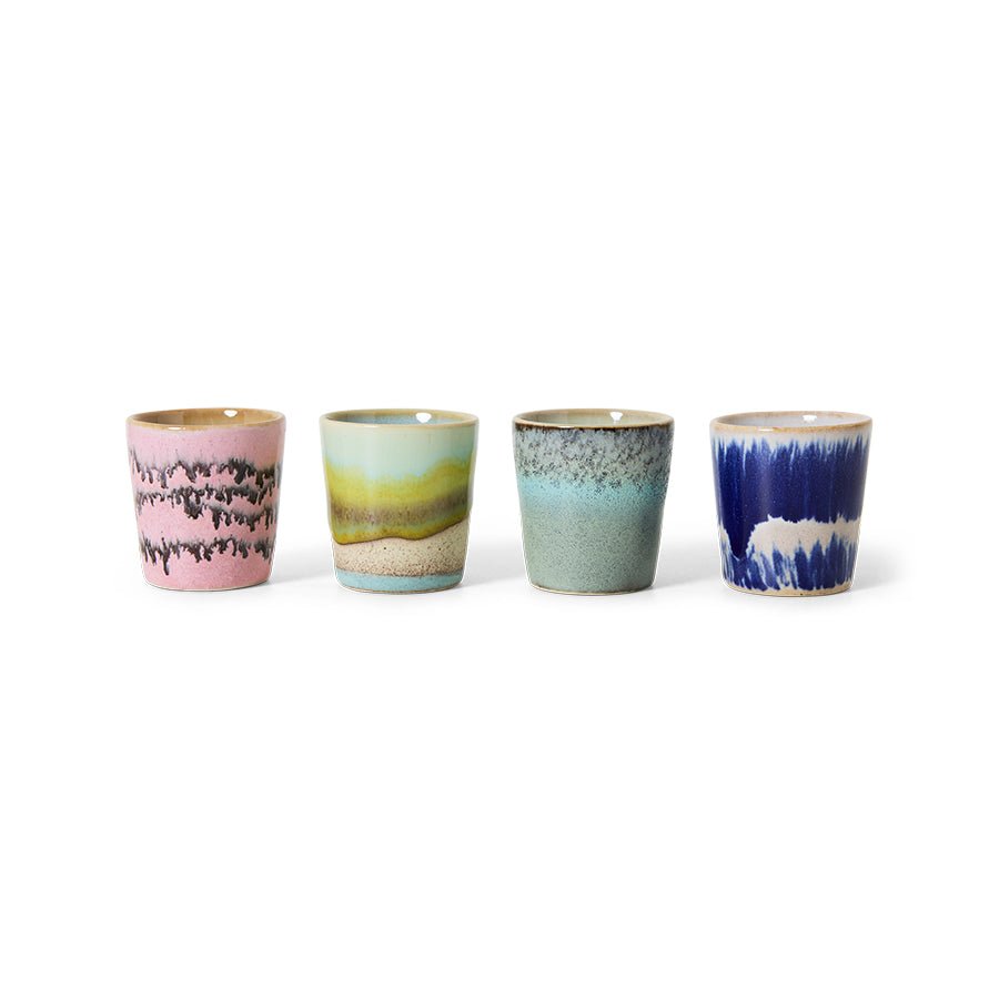 HKliving Eierbecher VIBRANCE 70s Ceramics bunt 4er Set | Ø4,5x5cm - Sir Henrys