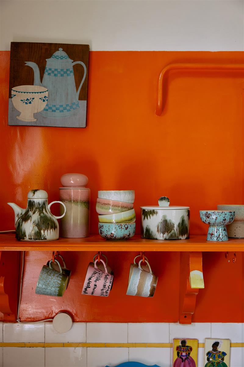 HKliving Kaffeekanne TIDE 70´s Ceramic bunt | 19x14x17,7cm - Sir Henrys