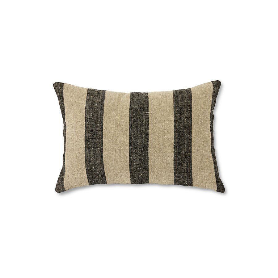 HKliving Kissen BAYSIDE schwarz beige Leinen | 60x40x10cm - Sir Henrys