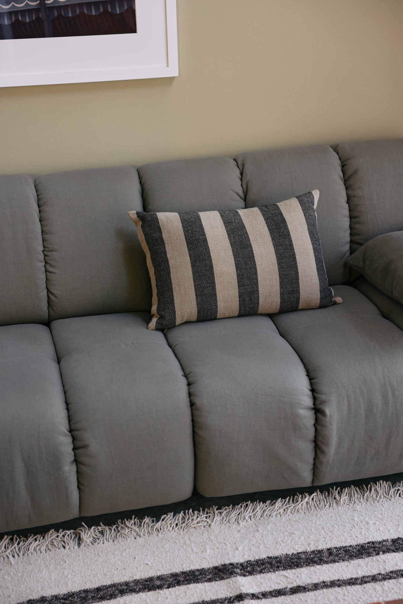 HKliving Kissen BAYSIDE schwarz beige Leinen | 60x40x10cm - Sir Henrys