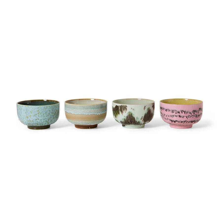 HKliving Noodle Bowls Schale DADA 70s Ceramics bunt 4er Set | Ø13,5x8cm - Sir Henrys