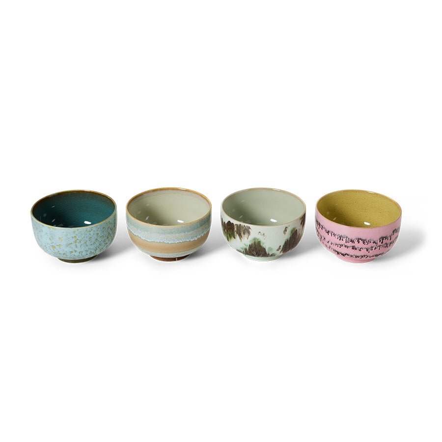 HKliving Noodle Bowls Schale DADA 70s Ceramics bunt 4er Set | Ø13,5x8cm - Sir Henrys