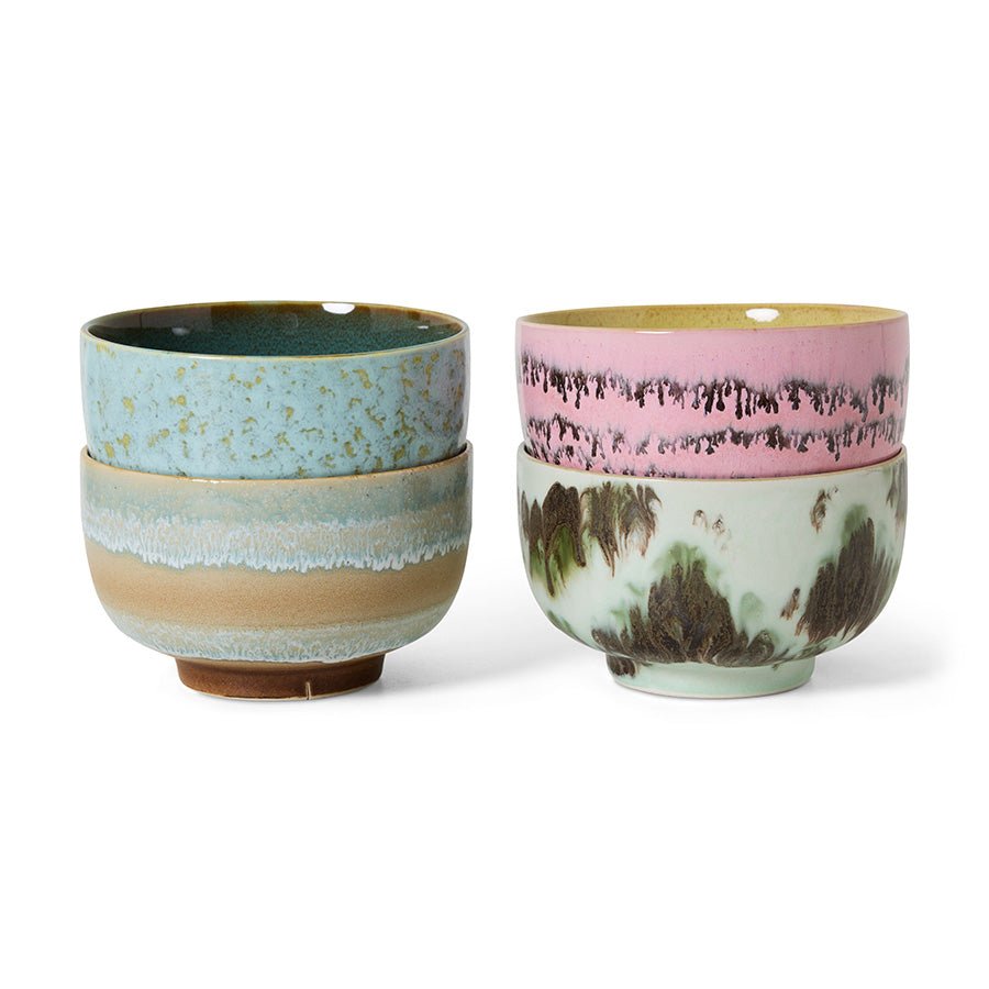 HKliving Noodle Bowls Schale DADA 70s Ceramics bunt 4er Set | Ø13,5x8cm - Sir Henrys