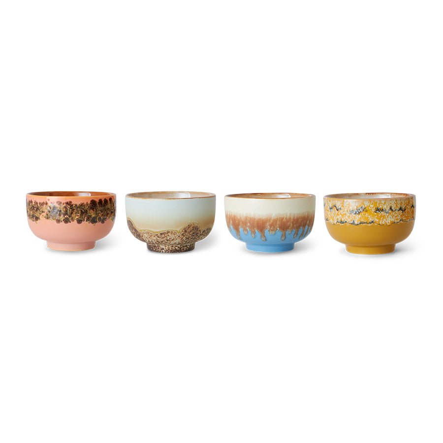 HKliving Noodle Bowls SEABREEZE 70's bunt 4er Set | Ø 13,5cm H 8cm - Sir Henrys