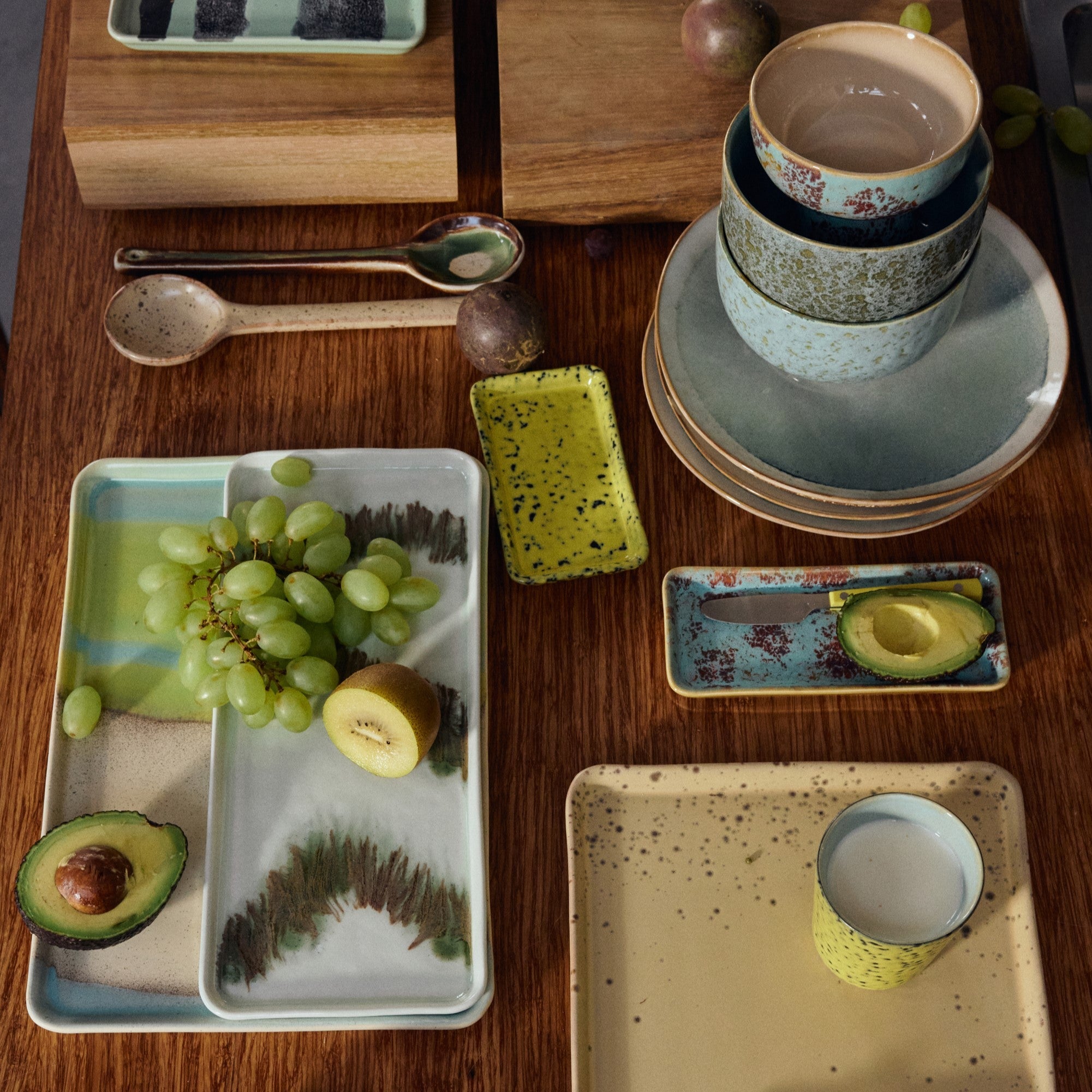 HKliving Platte PATINA 70s Ceramics bunt | 7,7x18x2cm - Sir Henrys