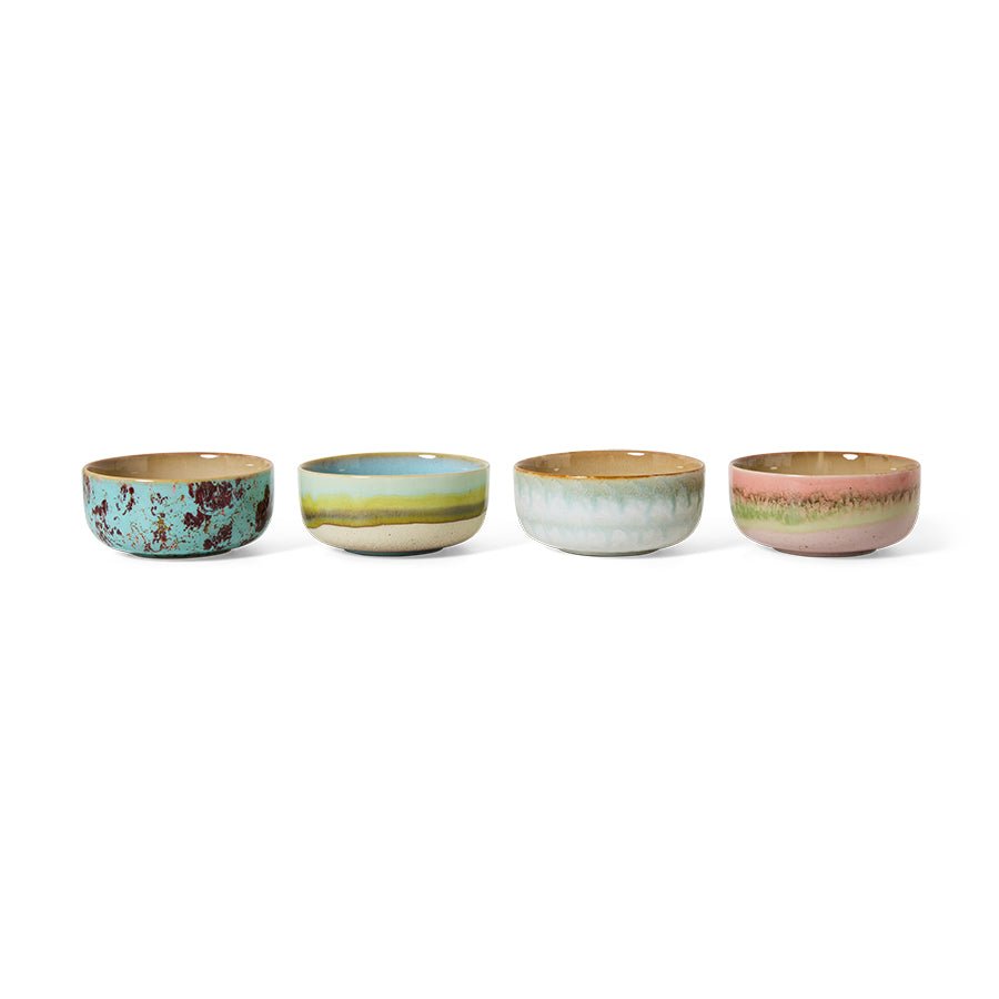 HKliving Schale Dessert Bowls IMPRESSION 70s Ceramics bunt 4er Set | Ø12,5x6cm - Sir Henrys