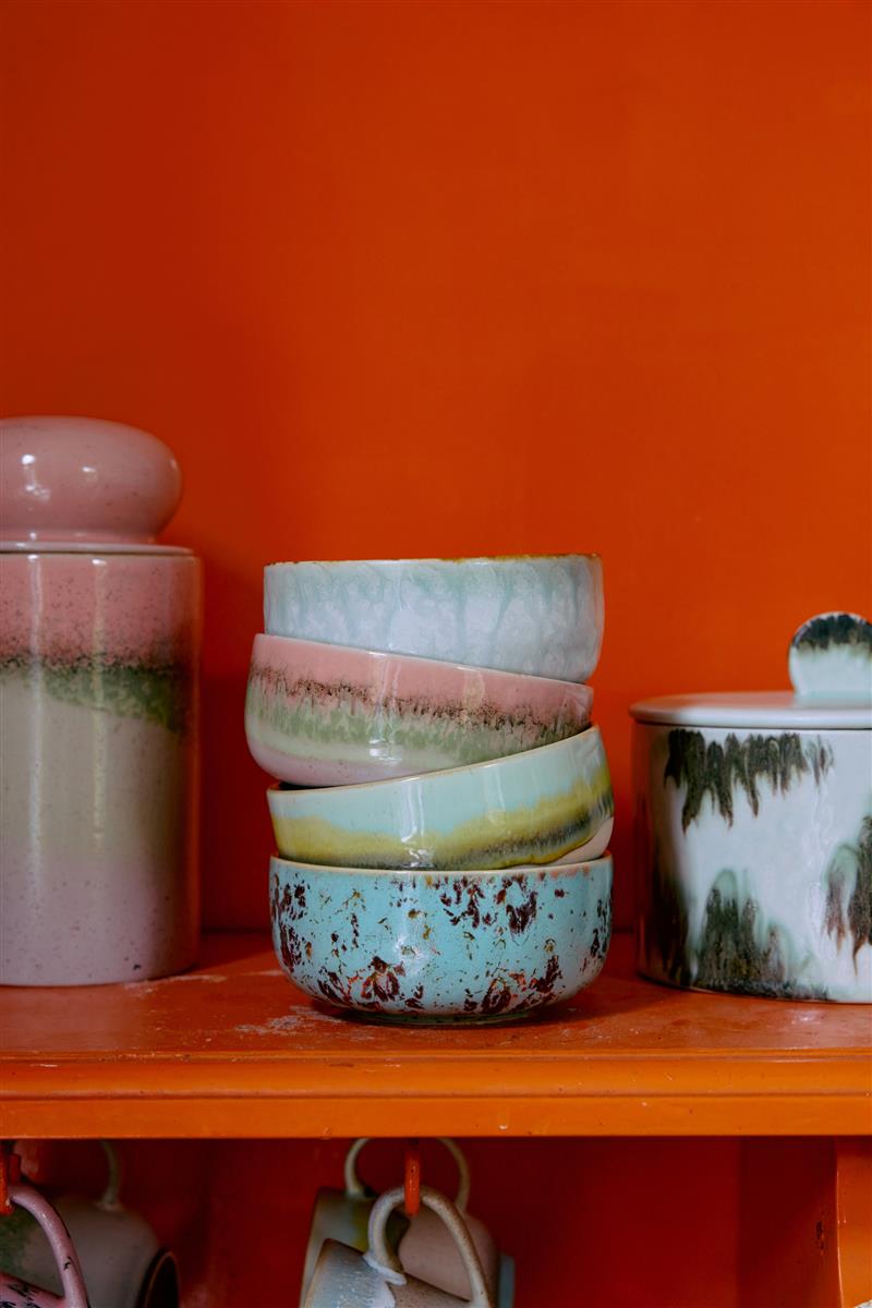 HKliving Schale Dessert Bowls IMPRESSION 70s Ceramics bunt 4er Set | Ø12,5x6cm - Sir Henrys