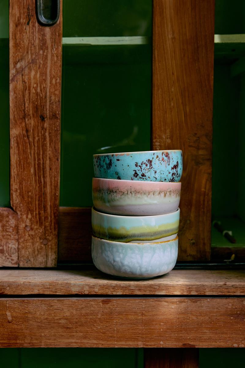 HKliving Schale Dessert Bowls IMPRESSION 70s Ceramics bunt 4er Set | Ø12,5x6cm - Sir Henrys