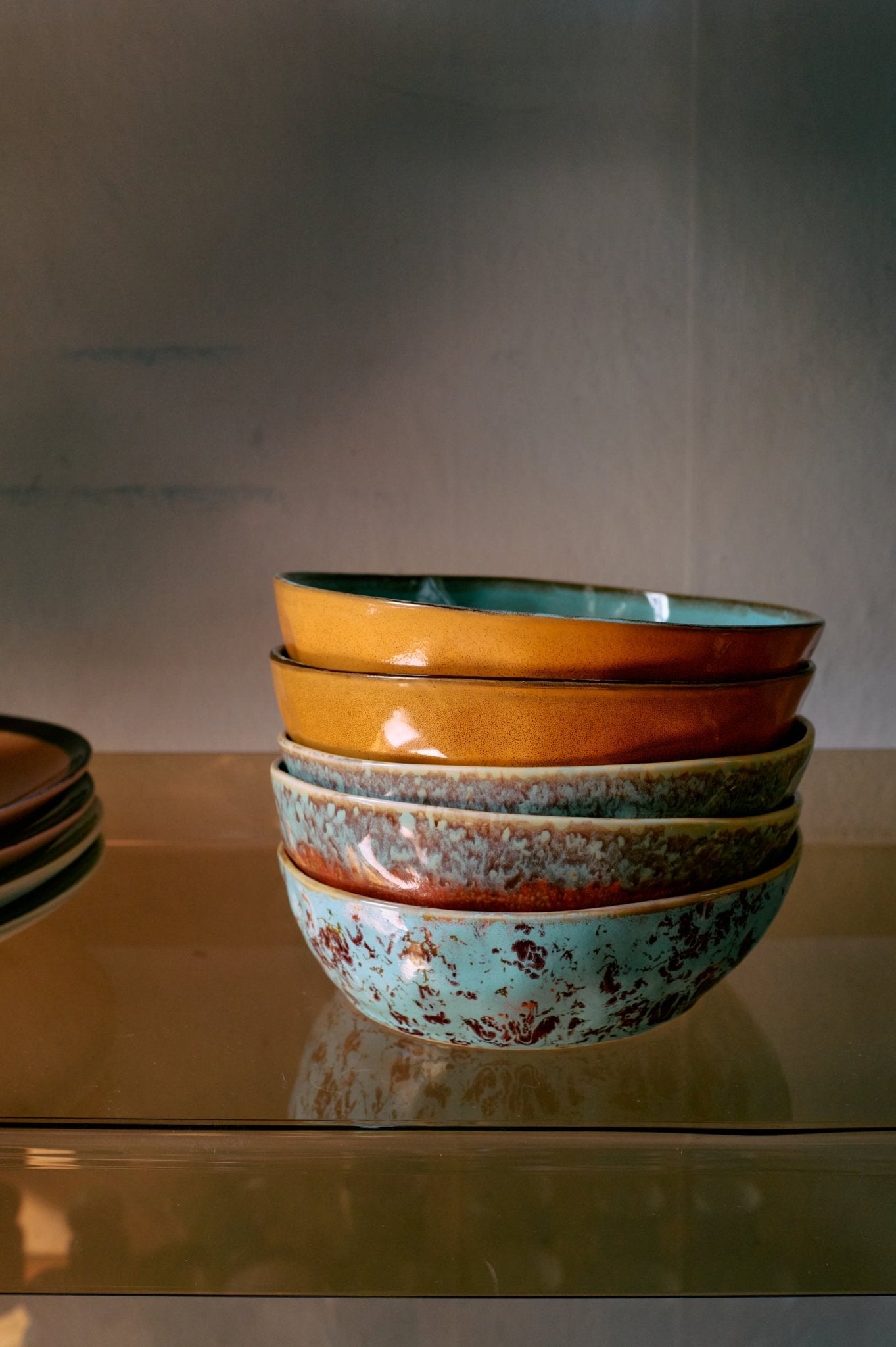 HKliving Schale Pasta Bowls PATINA 70s Ceramics bunt 2er Set | Ø18,7x5,2cm - Sir Henrys