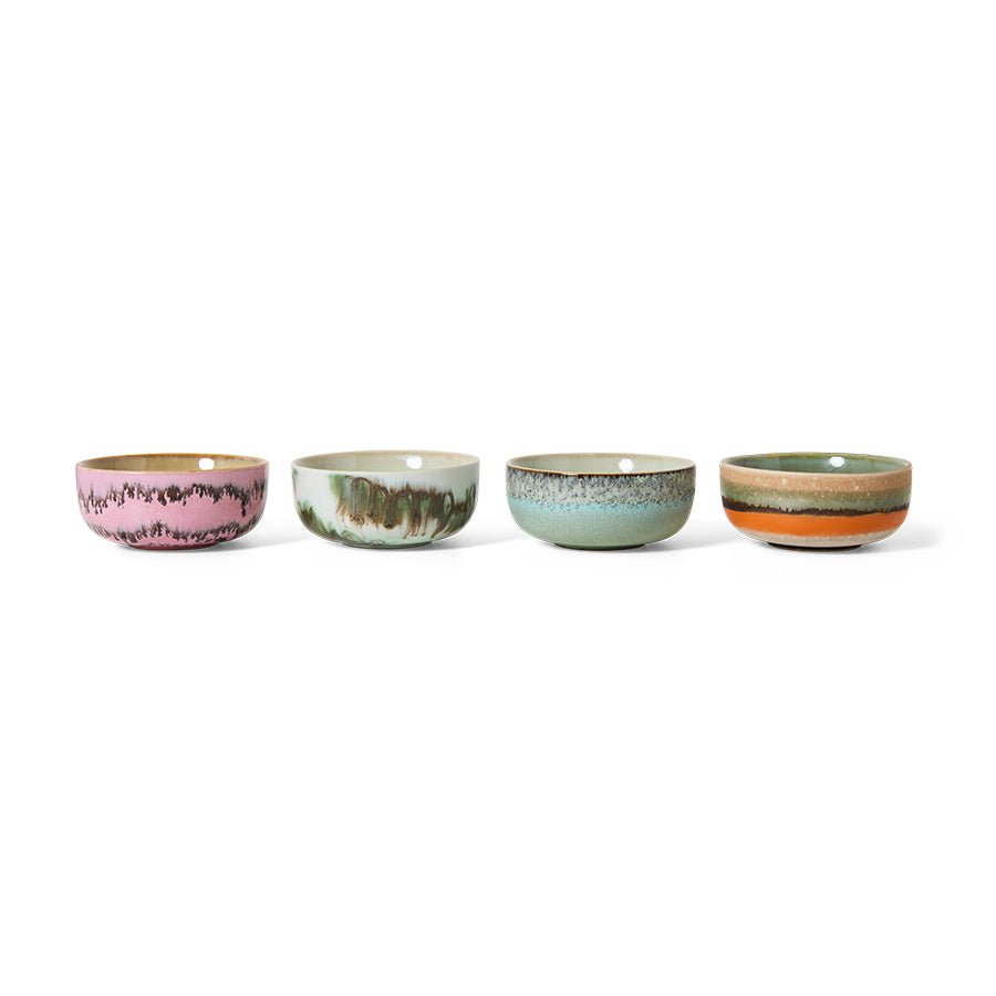 HKliving Schale Tapas Bowls RENAISSANCE 70s Ceramics bunt 4er Set | Ø11x5cm - Sir Henrys
