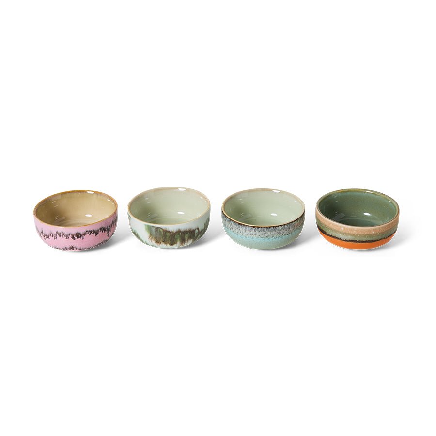 HKliving Schale Tapas Bowls RENAISSANCE 70s Ceramics bunt 4er Set | Ø11x5cm - Sir Henrys