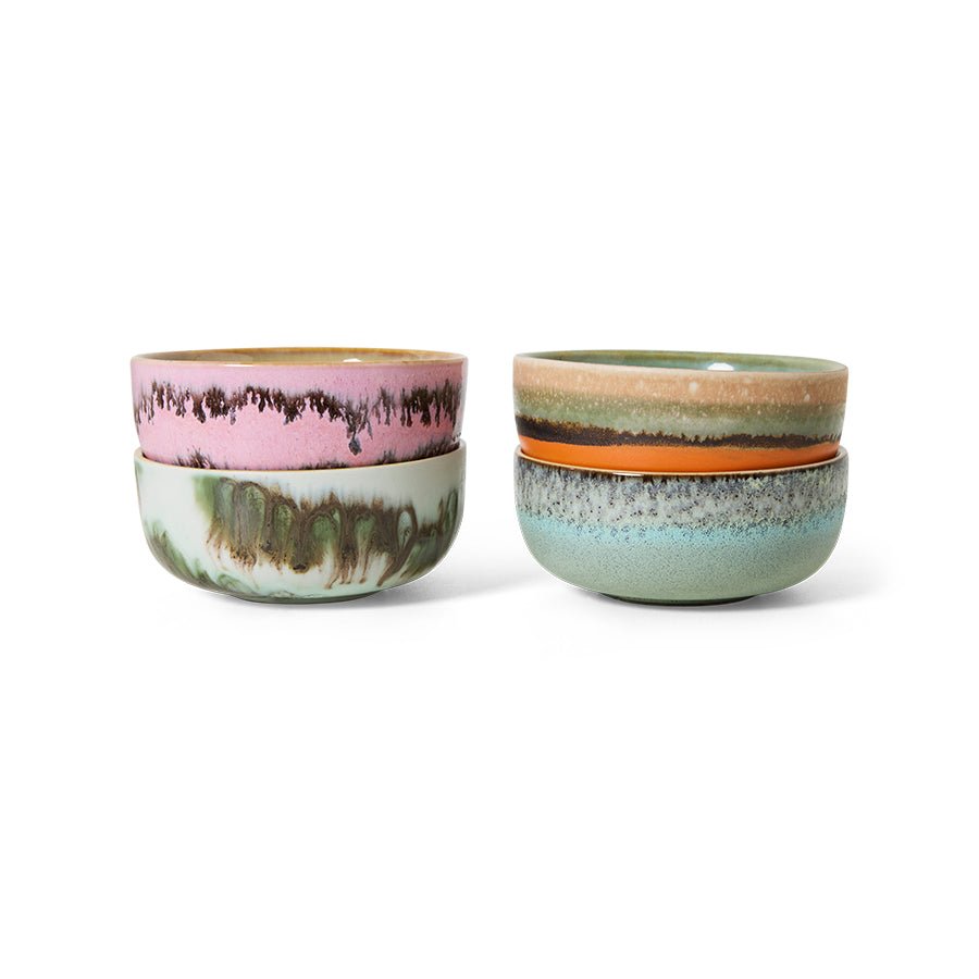 HKliving Schale Tapas Bowls RENAISSANCE 70s Ceramics bunt 4er Set | Ø11x5cm - Sir Henrys