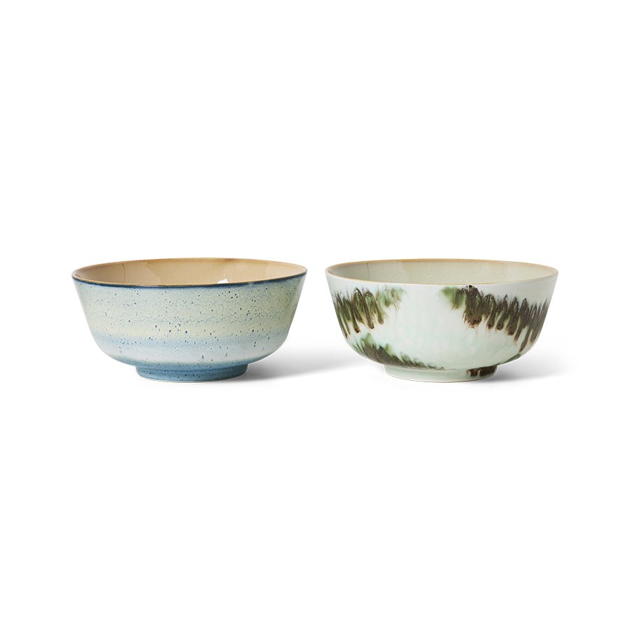 HKliving Schüssel Ramen Bowl MINIMALIST 70s Ceramics 2er Set | Ø19x8,5cm - Sir Henrys