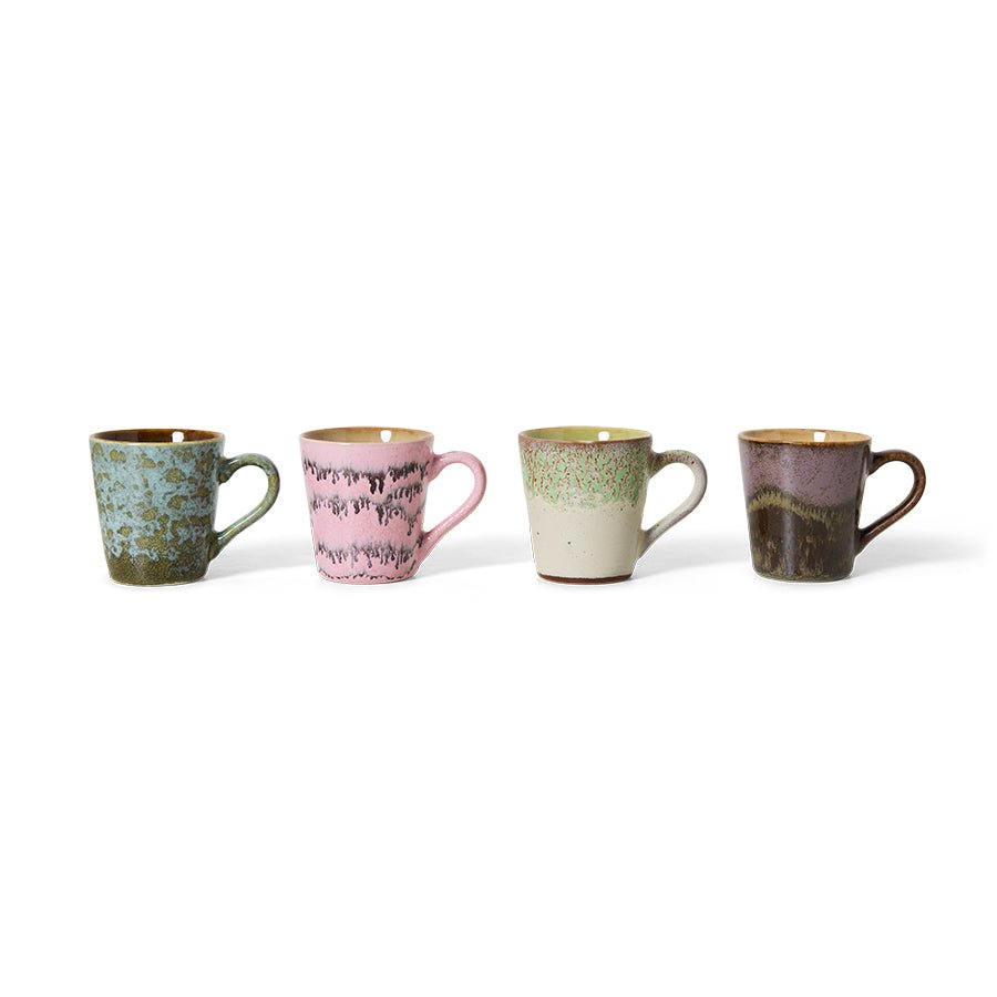 HKliving Tasse Espresso BRUTALISM 70s Ceramics bunt 4er Set | 5,8x8x6,2cm - Sir Henrys