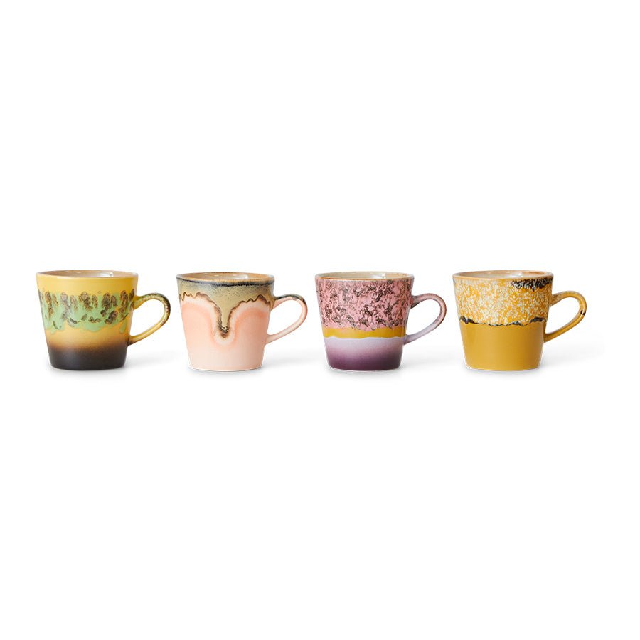 HKliving Tasse RADIANT Americano Mug 70's bunt 4er Set | 11,5x8,5x8cm - Sir Henrys