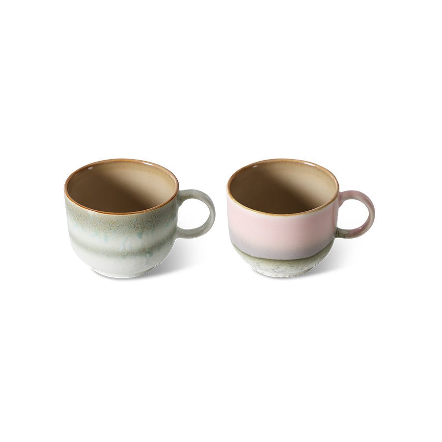 HKliving Tasse Tea Cups NOVA 70s Ceramics bunt 2er Set | 14,2x10,4x8,3cm - Sir Henrys