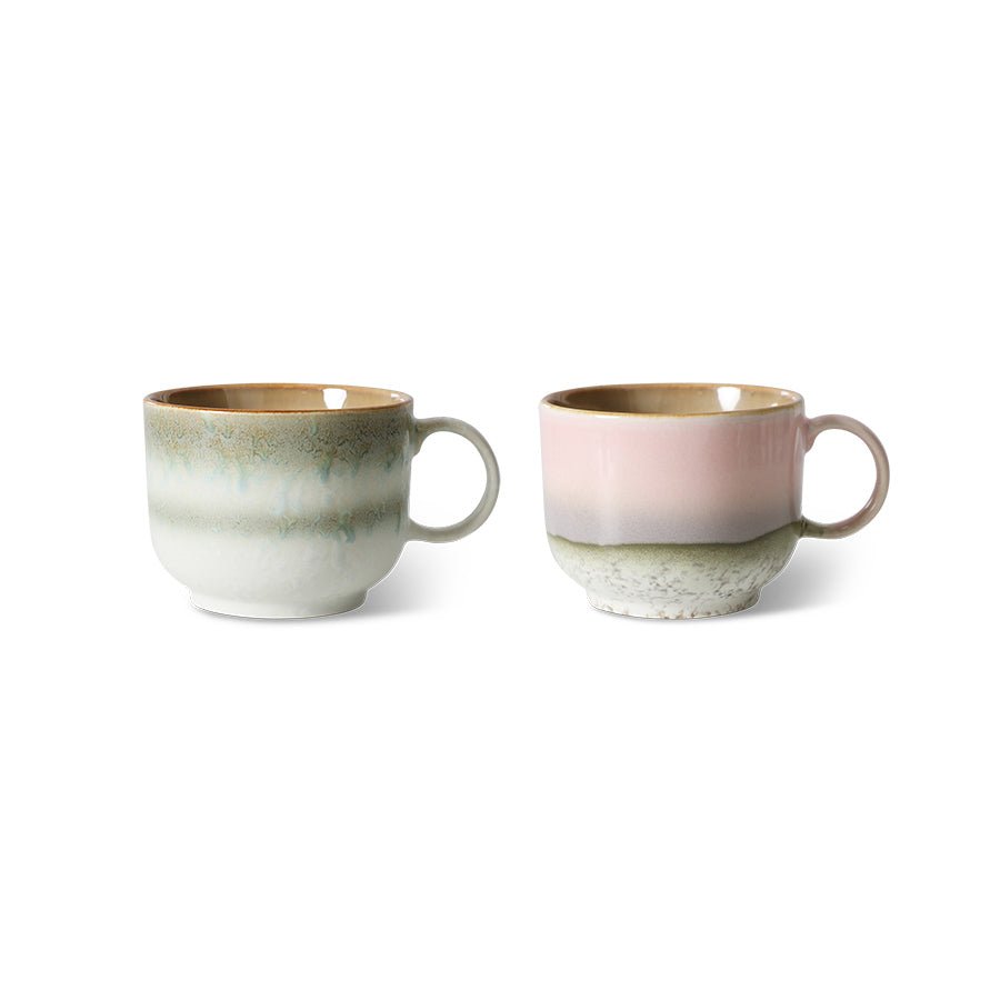 HKliving Tasse Tea Cups NOVA 70s Ceramics bunt 2er Set | 14,2x10,4x8,3cm - Sir Henrys
