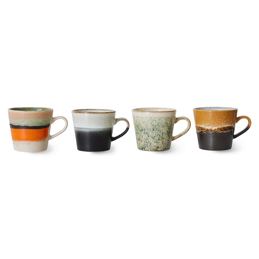 HKliving Tasse VERVE Cappuccino Mug 70's bunt 4er Set | 12x9,5x8,5cm - Sir Henrys