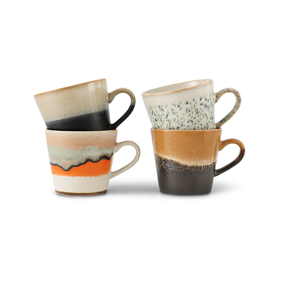 HKliving Tasse VERVE Cappuccino Mug 70's bunt 4er Set | 12x9,5x8,5cm - Sir Henrys