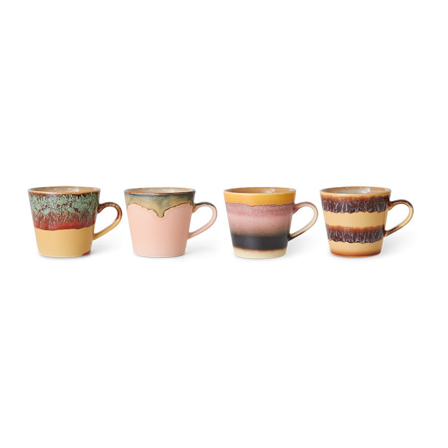 HKliving Tasse VISTA Cappuccino Mug 70's bunt 4er Set | 12x9,5x8,5 cm - Sir Henrys
