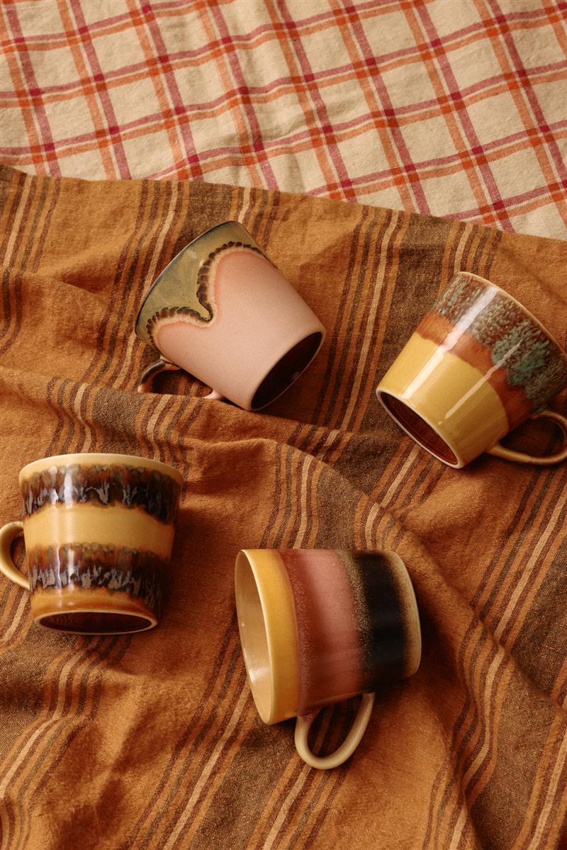 HKliving Tasse VISTA Cappuccino Mug 70's bunt 4er Set | 12x9,5x8,5 cm - Sir Henrys